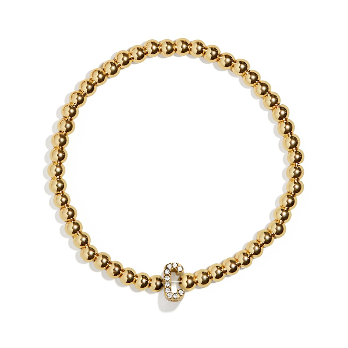 Sparkle Initial Stretch Bracelet - Gold Plated Letter C