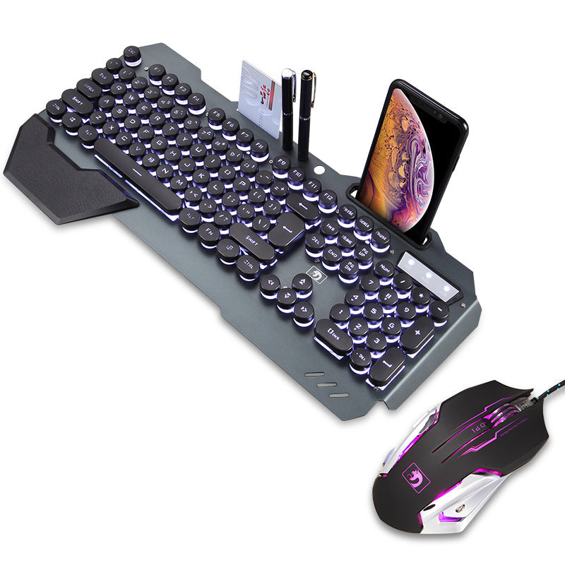 Sleek black gaming mechanical keyboard with RGB backlight and durable metal construction