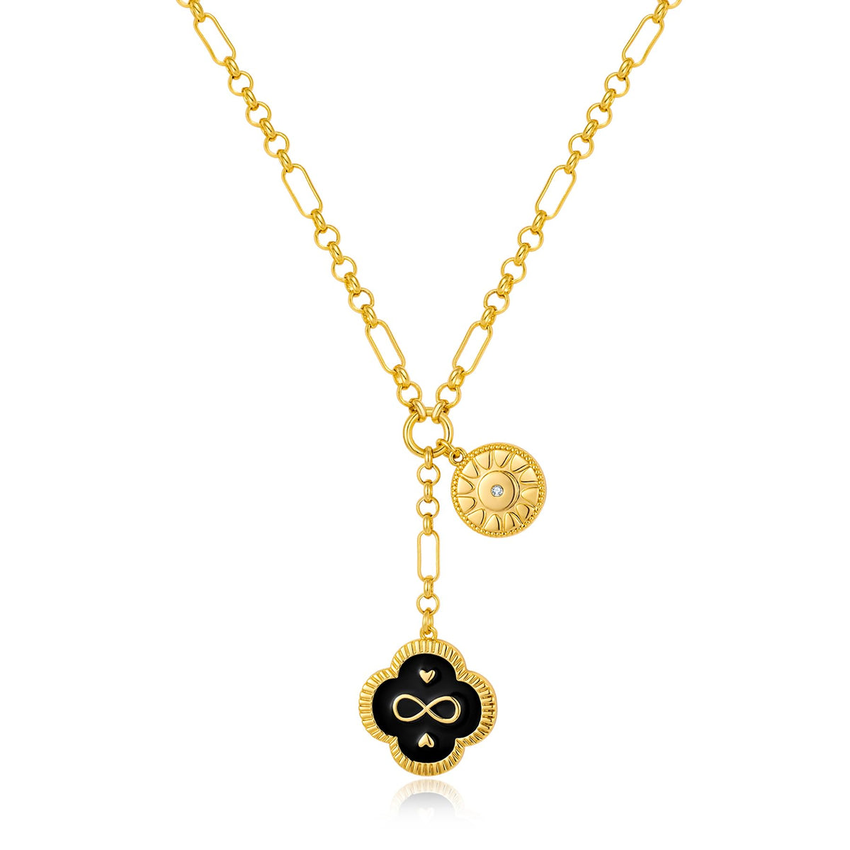 Gold Infinity Leaf Charm Necklace for Women