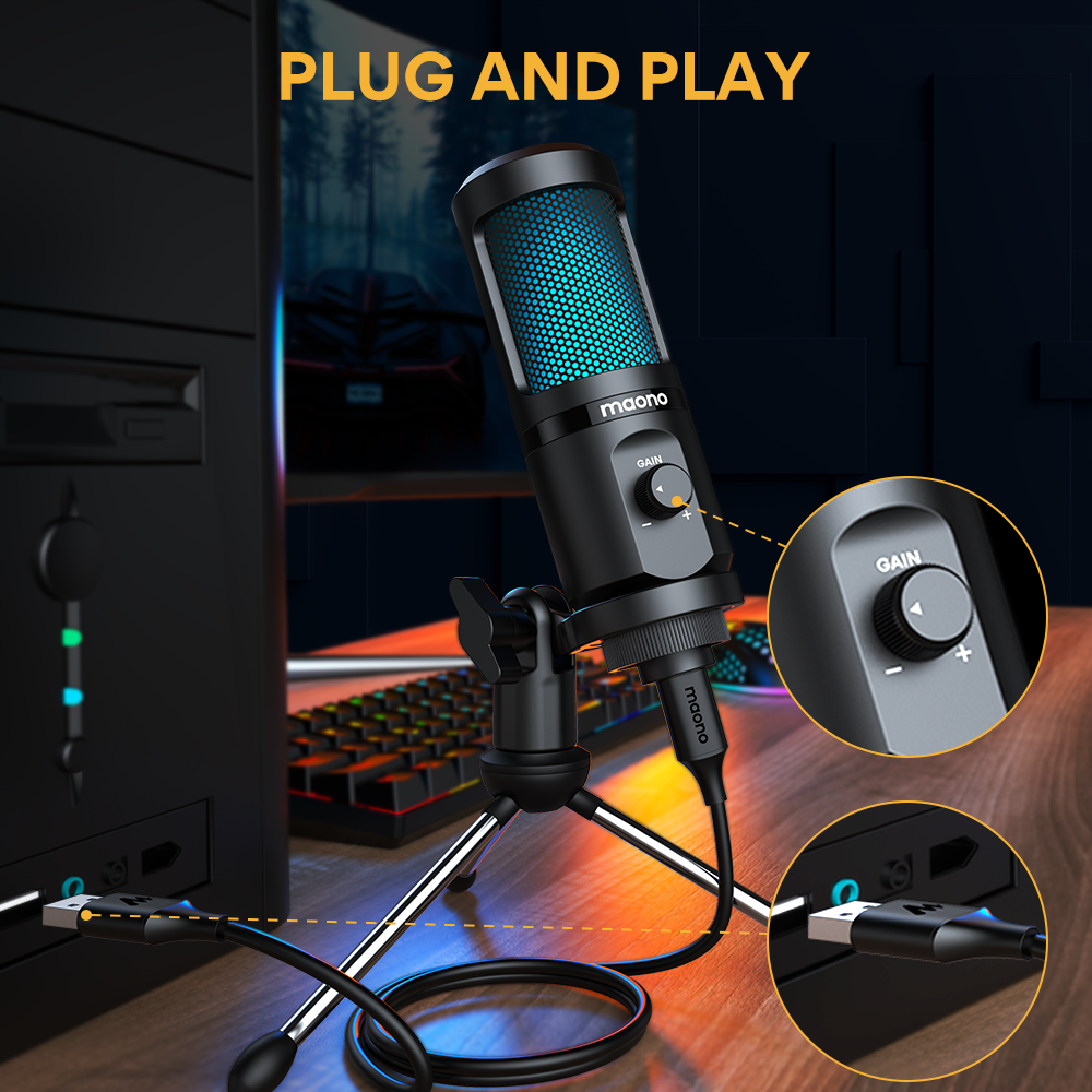 Gaming USB Desktop Condenser Microphone for Streaming - EverythingWhatYouWant