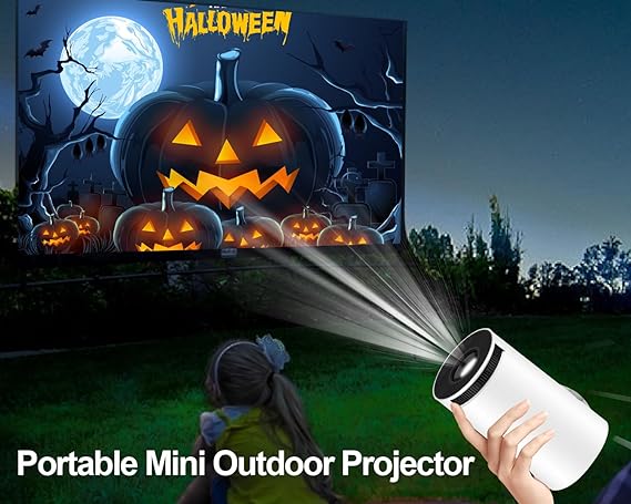 Mini Projector 4K 1080P Support, Portable Projector WiFi6 BT 5.0 Android 11, Smart Projector Auto Horizontal Correction,180°Rotatable Outdoor Movie Projector Compatible with Phone - EverythingWhatYouWant