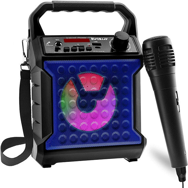 Risebass Portable Karaoke Machine with Microphone - Home Karaoke System with Party Lights for Kids and Adults - Rechargeable USB Speaker Set with FM Radio, SD/TF Card Support, and AUX-in - EverythingWhatYouWant
