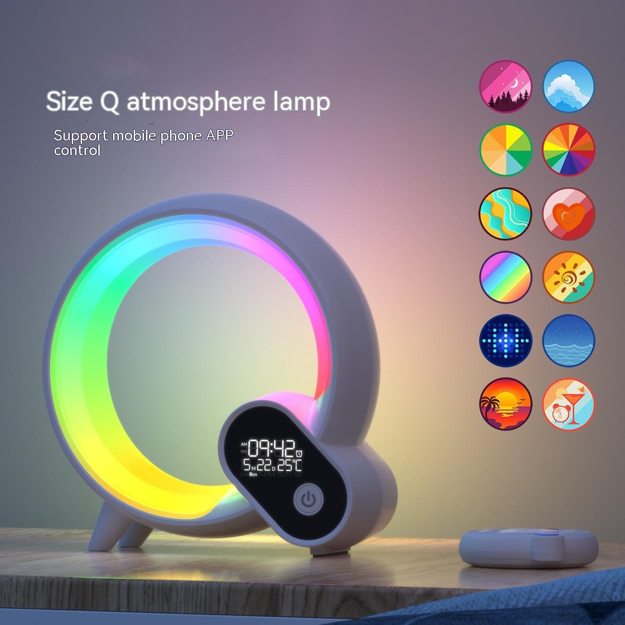Creative Q Light Analog Sunrise Digital Display Alarm Clock Bluetooth Audio Intelligent Wake-up Q Colorful Atmosphere Light - EverythingWhatYouWant
