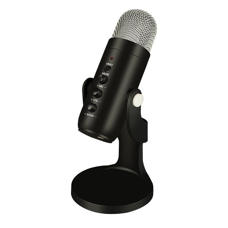 USB microphone for mobile gaming and live recording with black and silver grille options