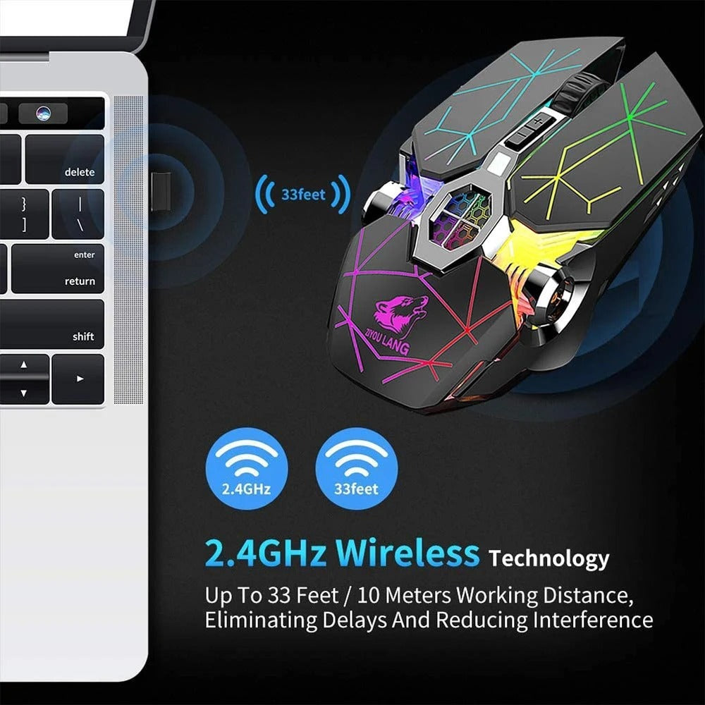 Wireless Rechargeable Gaming Mouse with RGB Lights - EverythingWhatYouWant