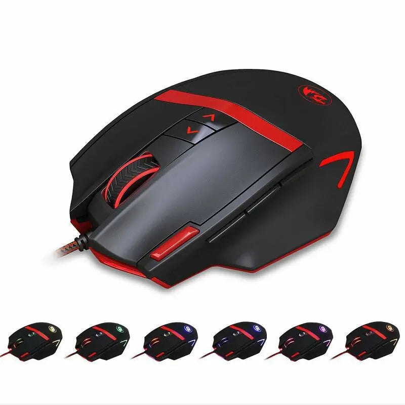 Redragon Red Dragon M801P gaming mouse with wired and wireless modes, RGB lighting, ergonomic design, and high-precision sensor