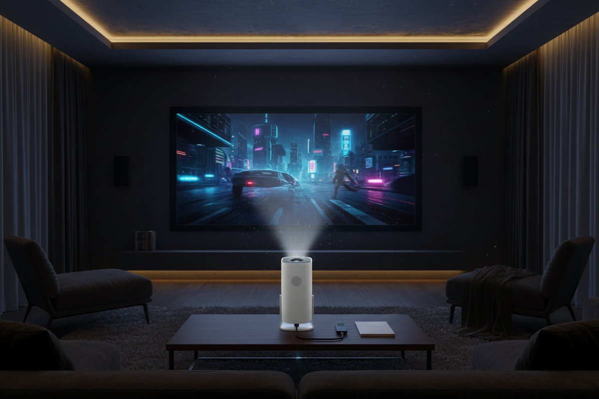 Compact 4K Cinema Projector - Cinematic Lifestyle