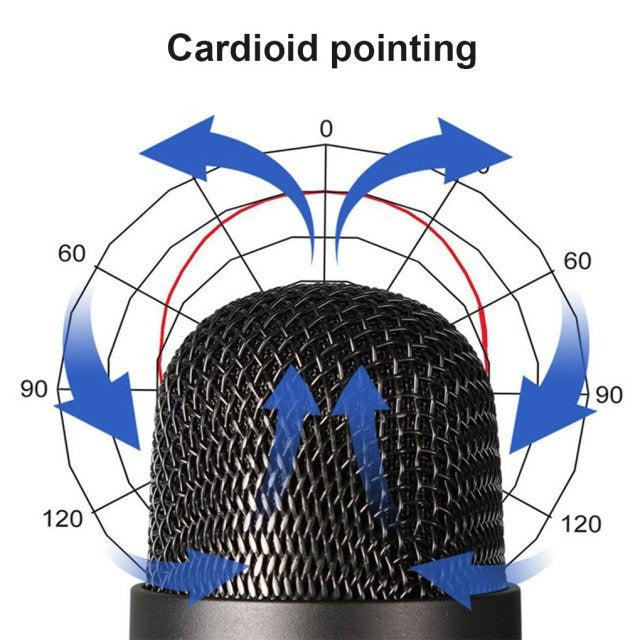 USB microphone for mobile gaming and live recording with cardioid pickup pattern and sleek design