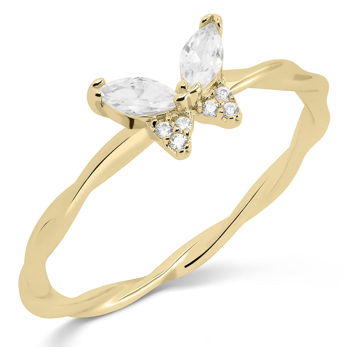 Sterling & Gold Plated Butterfly CZ Rings